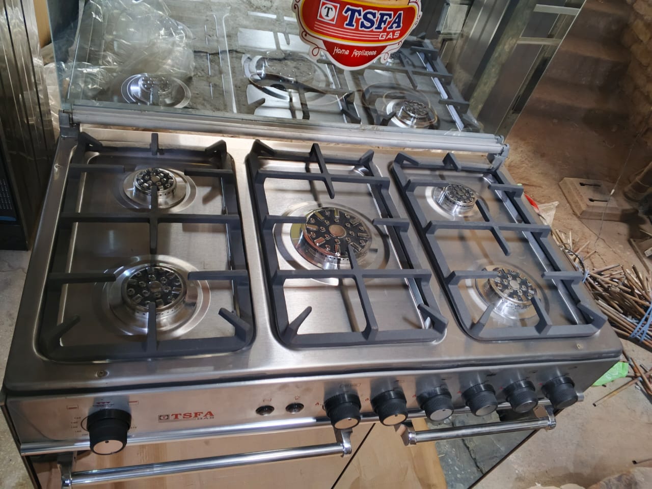TSFA Gas Stove with Oven – 5 Burner, Stainless Steel Finish