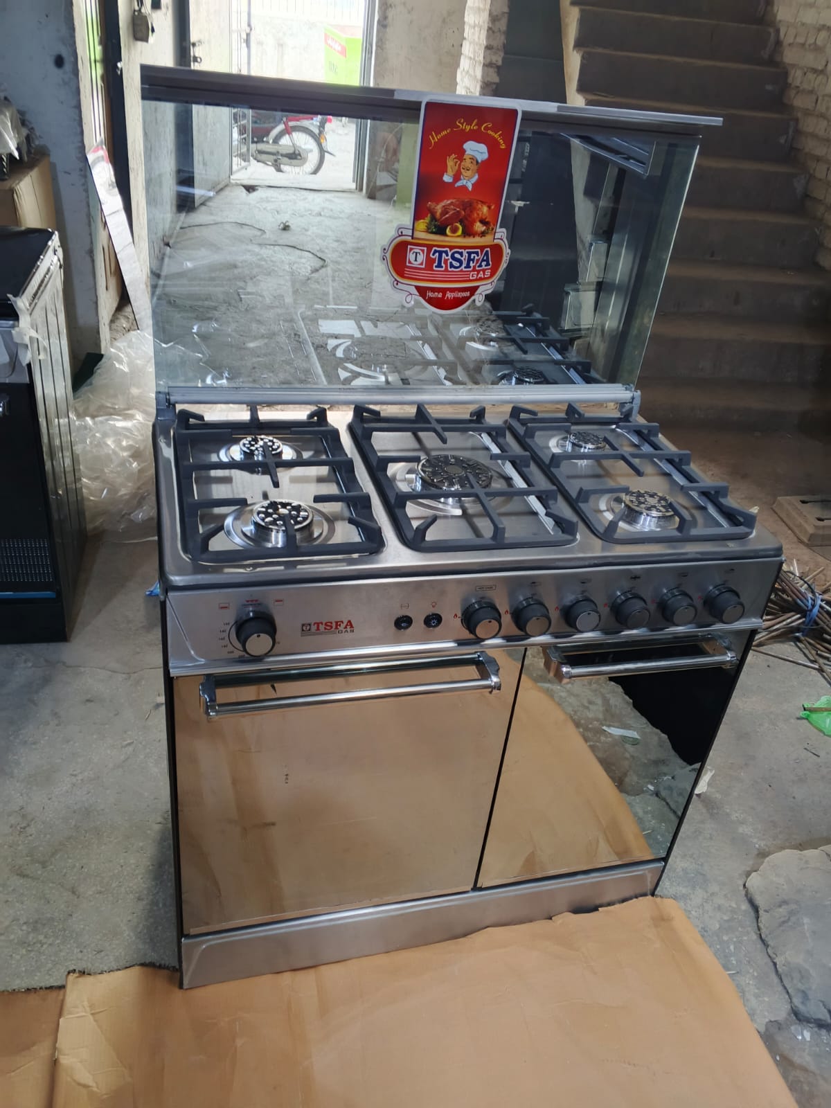TSFA Gas Stove with Oven – 5 Burner, Stainless Steel Finish