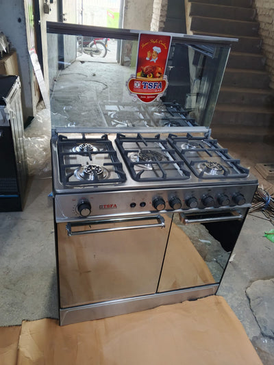 TSFA Gas Stove with Oven – 5 Burner, Stainless Steel Finish